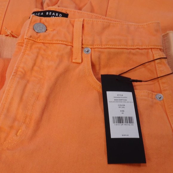 Veronica Beard Orange and Cream Flare Jeans - Picture 7 of 10